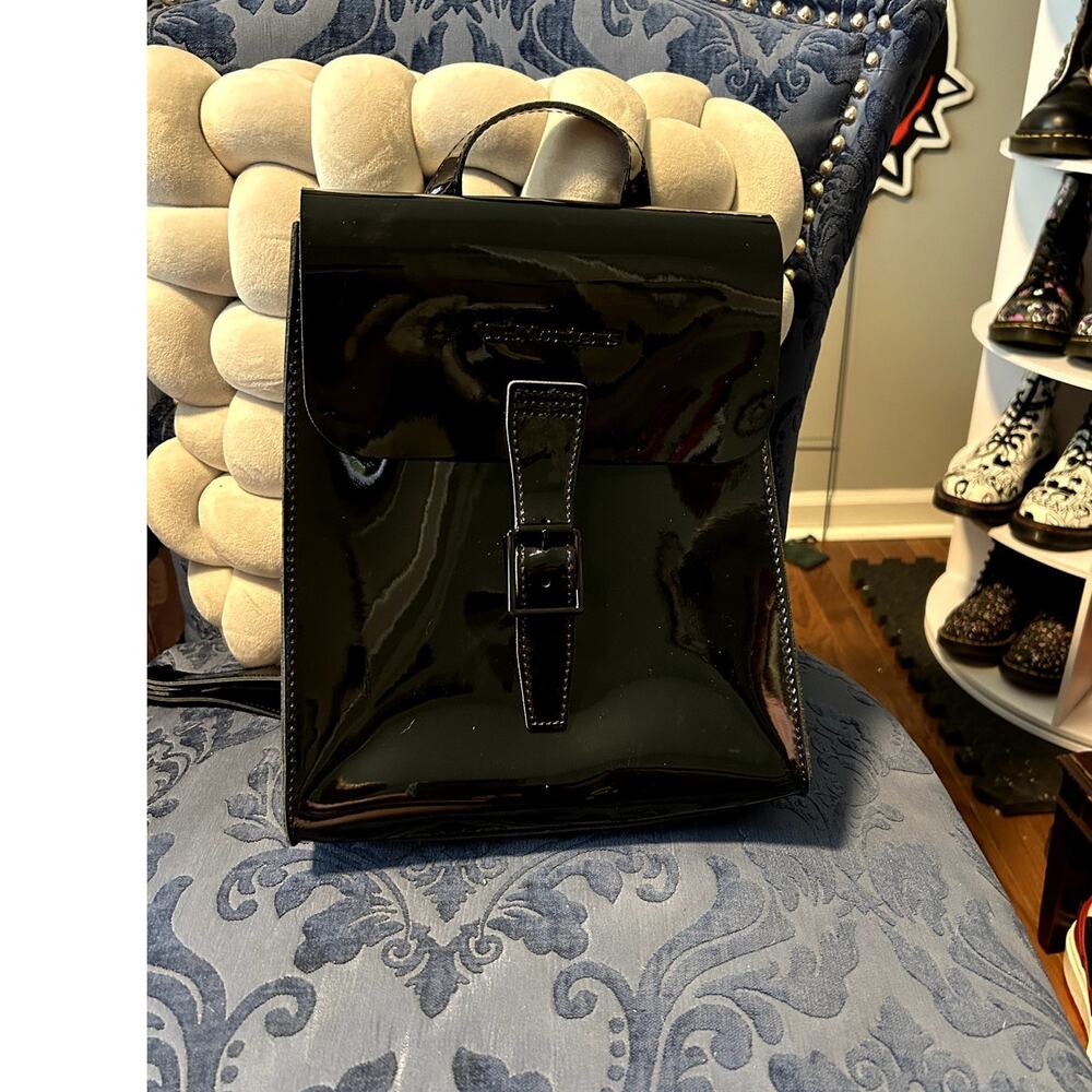 Dr Martens Black Patent Leather Backpack